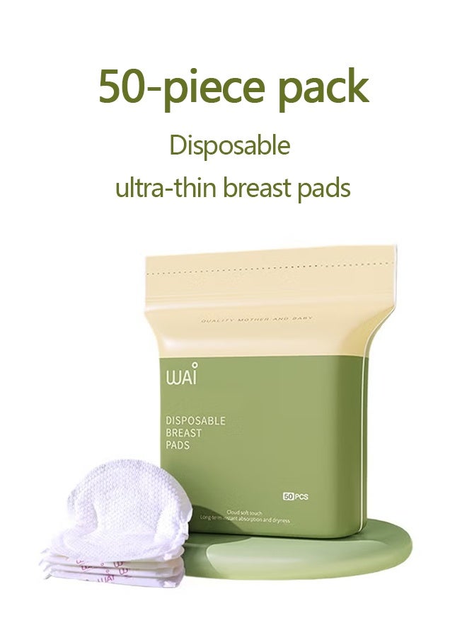 دبليو أيه آي عبوة من 50 قطعة من وسادات الحلمة القابلة للتنفس فائقة النحافة للاستخدام مرة واحدة للرضاعة الطبيعية. - Image 1