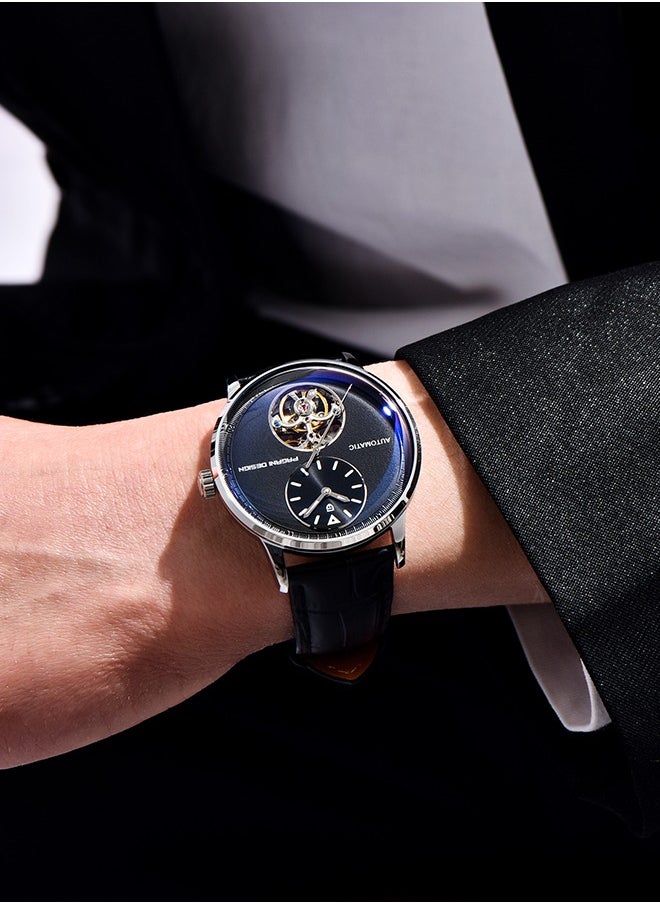 PAGANI DESIGN Men's Mechanical Automatic Watches, 42MM Metal Frame, Black Dial With High-Quality PU Leather Strap, Fashionable And Business PD1796  - Image 3