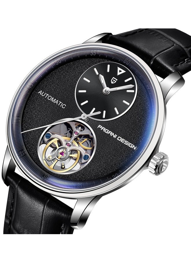 PAGANI DESIGN Men's Mechanical Automatic Watches, 42MM Metal Frame, Black Dial With High-Quality PU Leather Strap, Fashionable And Business PD1796  - Image 2