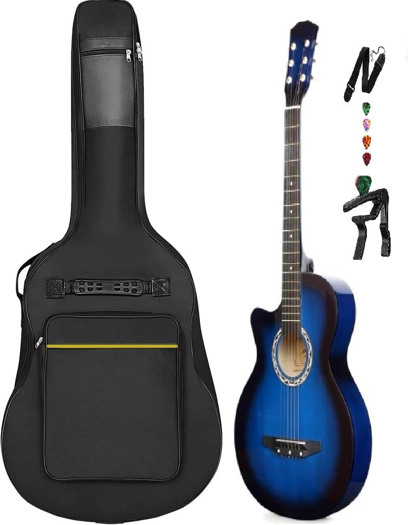 MegArya Acoustic Guitar Combo Pack with Bag, Capo, and Picks - Blue - Image 1