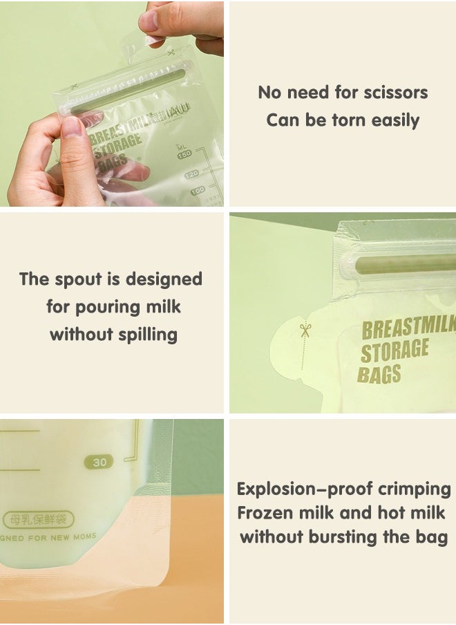 30 Pieces Breastmilk Storage Bag, Disposable Milk Storage Bag for Breastfeeding, No-Leak Milk Freezer Storage Pouches, 150ml / 200ml