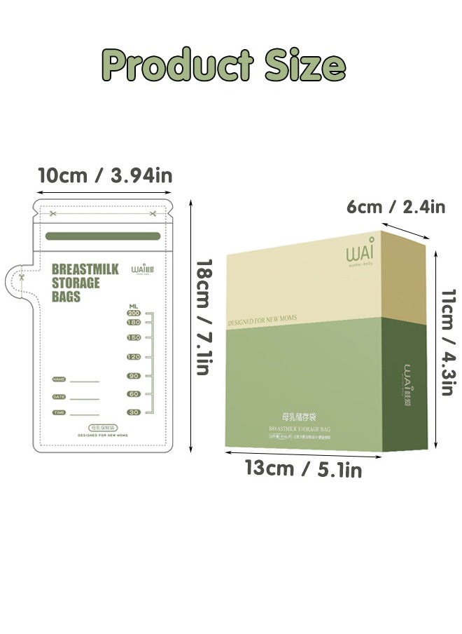 30 Pieces Breastmilk Storage Bag, Disposable Milk Storage Bag for Breastfeeding, No-Leak Milk Freezer Storage Pouches, 150ml / 200ml