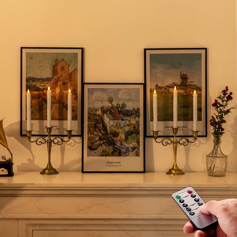 Homemory 6 Pcs Wax Flameless Taper Candles with Remote Timer and Dimmer, White Candle Sticks Battery Operated, LED Window Candles with Flickering Light, 9.6 Inches for Wedding Home Indoor Decoration - Image 5