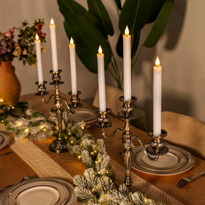 Homemory 6 Pcs Wax Flameless Taper Candles with Remote Timer and Dimmer, White Candle Sticks Battery Operated, LED Window Candles with Flickering Light, 9.6 Inches for Wedding Home Indoor Decoration - Image 4