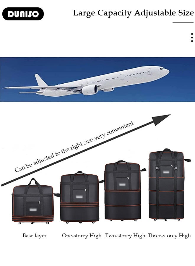 DUNISO Expandable Foldable Luggage Bag Suitcase Collapsible Rolling Travel Luggage Bag Duffel Bag Rolling Wheeled Suitcase Travel Oxford Duffel Bag for Men and Women Lightweight Large Capacity Suitcases  - Image 3