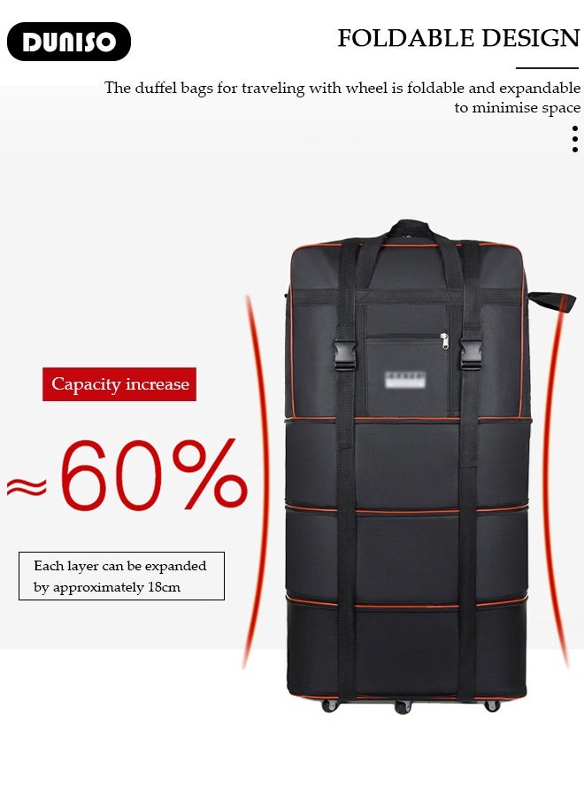 DUNISO Expandable Foldable Luggage Bag Suitcase Collapsible Rolling Travel Luggage Bag Duffel Bag Rolling Wheeled Suitcase Travel Oxford Duffel Bag for Men and Women Lightweight Large Capacity Suitcases  - Image 5