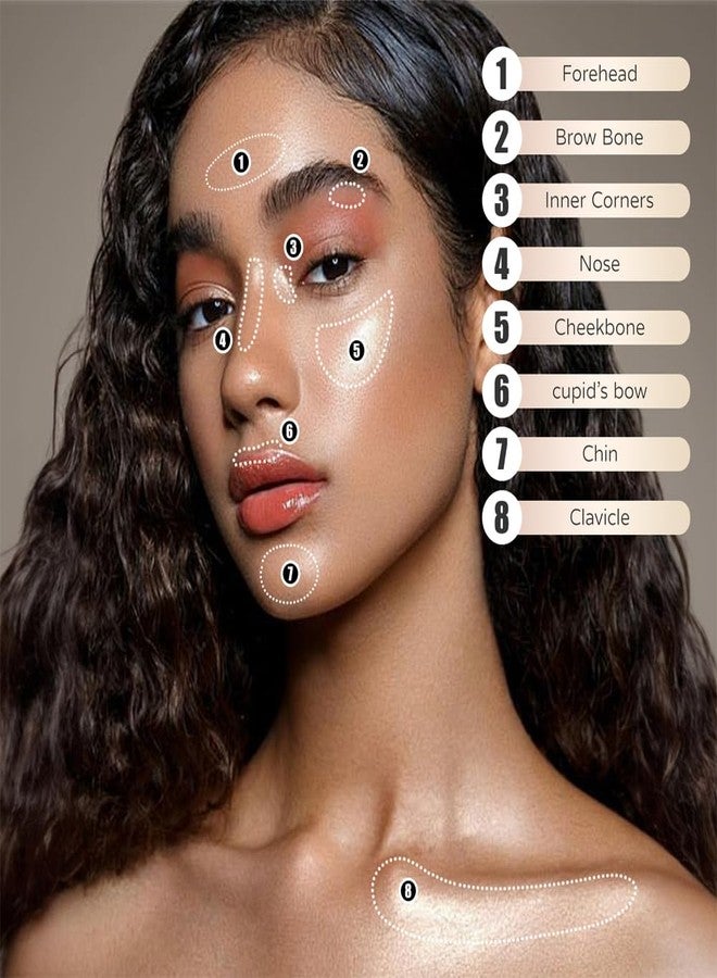 Mysense Face Highlighter Makeup Palette with Mirror & Brush, Highlighting Shimmer Powder Face Illuminator Makeup, Natural Glow Finish, Iluminadores De Maquillaje - Sun Glow - Image 4