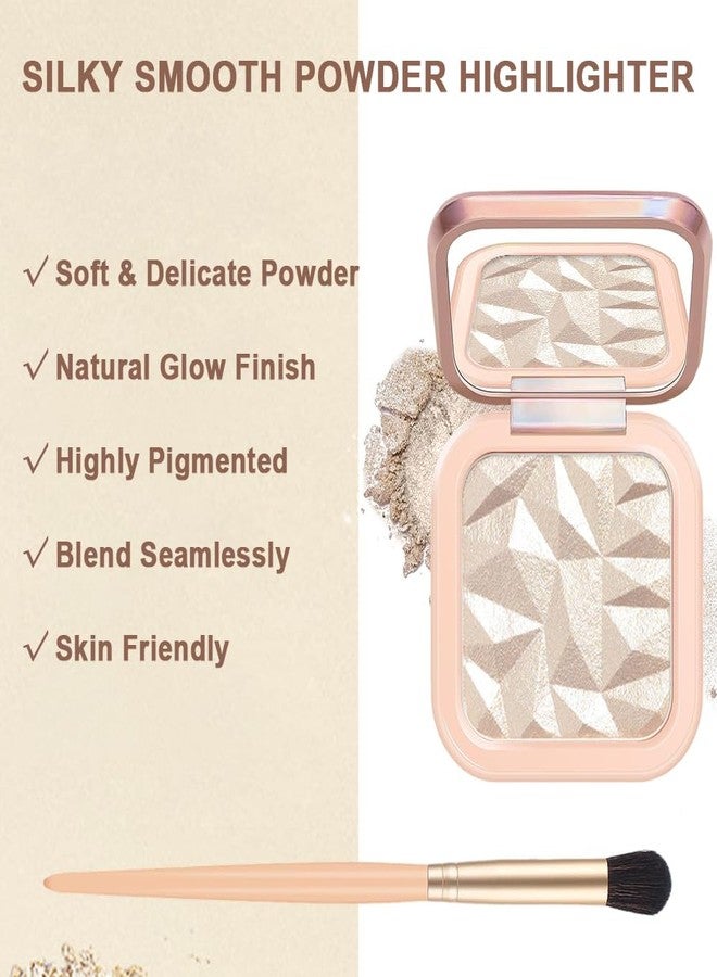 Mysense Face Highlighter Makeup Palette with Mirror & Brush, Highlighting Shimmer Powder Face Illuminator Makeup, Natural Glow Finish, Iluminadores De Maquillaje - Sun Glow - Image 2