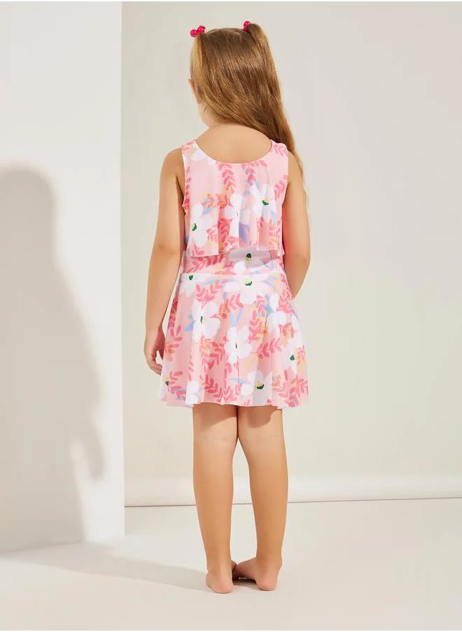 ستايلي Floral Print Dress & Shorts Swim Set