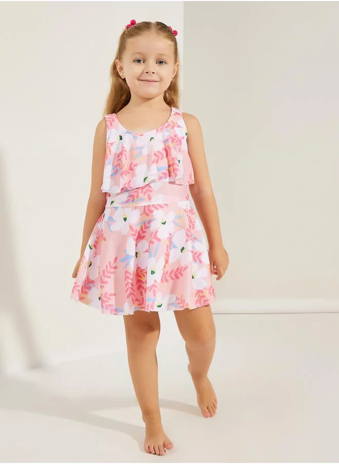 ستايلي Styli Floral Print Dress and Shorts Swim Set