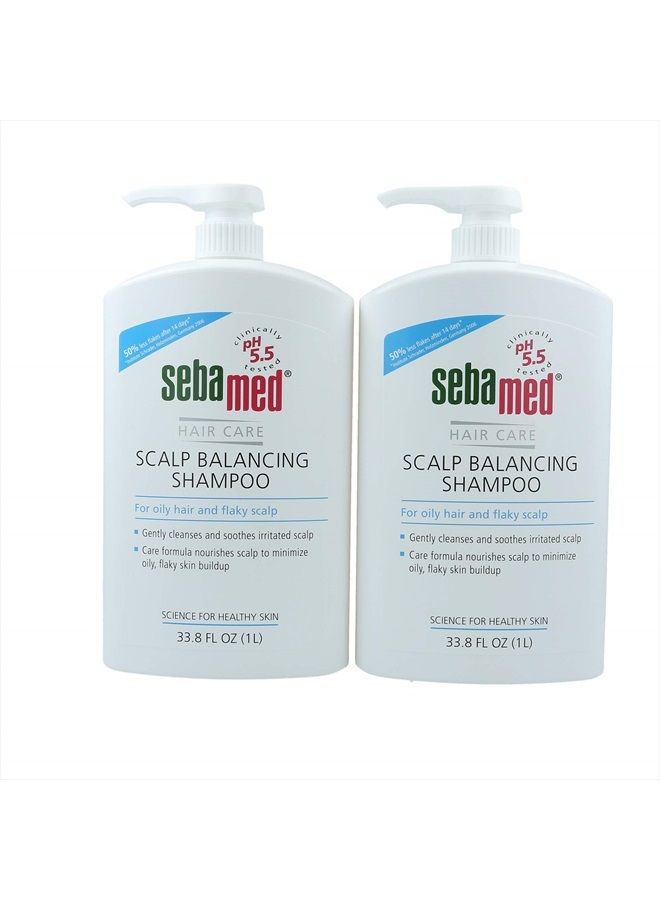 Sebamed Scalp Balancing Shampoo - Gentle Anti Dandruff Shampoo Formula for Oily Hair and Flaky Scalp 33.8 Fluid Ounces (1 Liter with Pump) Pack of 2 - Image 1