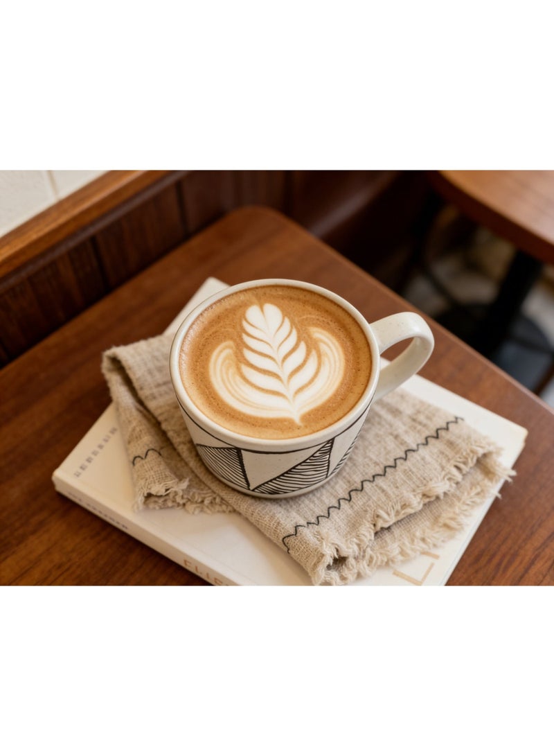 فناجين قهوة سيراميك عالية الجودة - سعة 350 مل - تصميم فم عريض - كوب سيراميك للقهوة والشاي واللاتي - Image 4