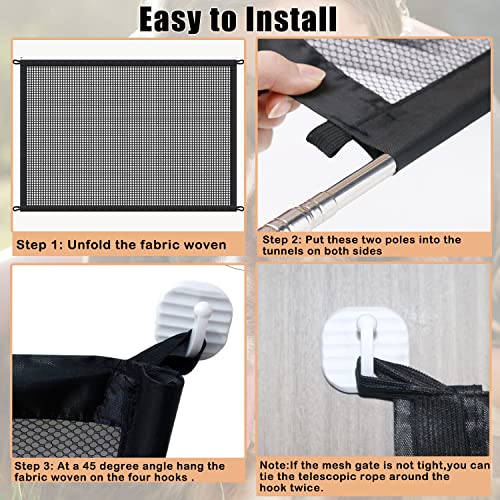 LWFCOEE Mesh Dog Gates for Pets, Magic Pet Gate for The House, Portable Indoor Puppy Safety Fence Guard for Stairs and Doorways, Easy Install Anywhere,60" W x 30" H, 8 Hooks - Image 5