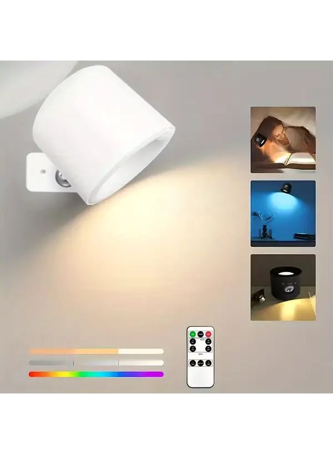 White Magnetic Wall Light With 360 Rotating Motion Sensor Remote Control Rechargeable Lithium Battery Touch Adjustable Brightness For Bedrooms Hallways Living Rooms - Image 1