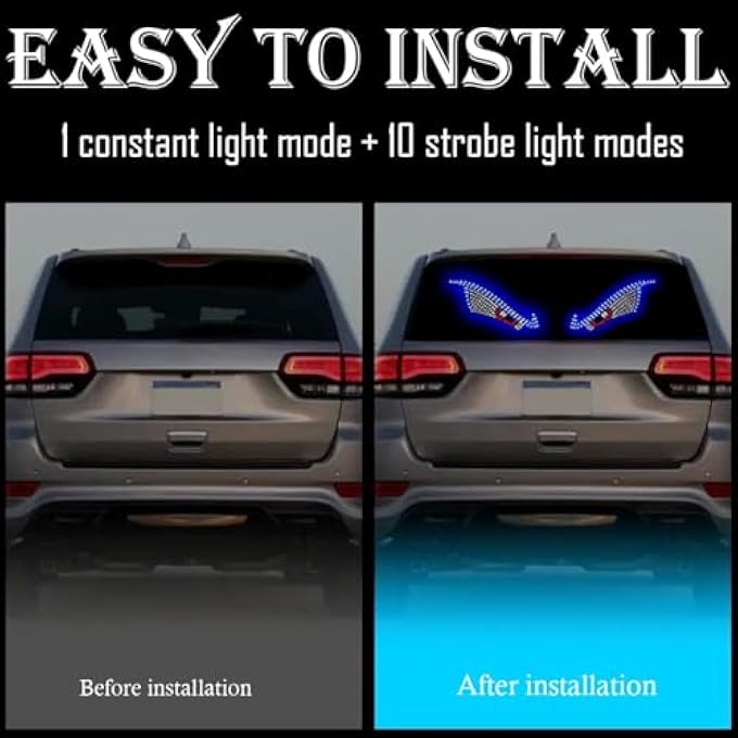 KASTWAVE Dynamic Eye DESIGN Led Car Lights Usb Powered Waterproof Ambient Lighting For Rear Window And Windscreen Push Button Control Decorative Flashing Eye Led Lights For Interior  Exterior - Image 3
