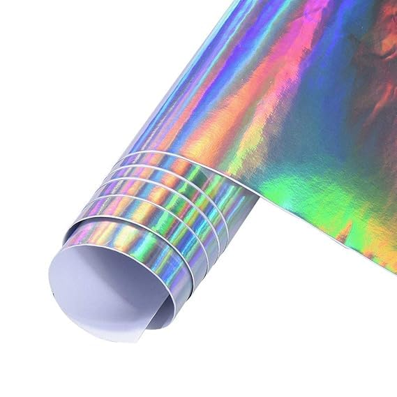LIVECOOL Holographic Silver Car Vinyl Wrap Chrome Silver Glossy Laser Rainbow Self Adhesive Wrapping Film for Vehicle Exterior Interior (Rainbow, 12 X 24 Inch) - Image 2