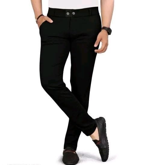 HARSHAD KUMAR & CO. Men's Solid Lycra Slim Fit Stretchable Casual Wear Comfortable Formal Trousers Mid Rise Pants (34, Black) - Image 4