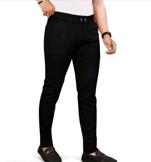HARSHAD KUMAR & CO. Men's Solid Lycra Slim Fit Stretchable Casual Wear Comfortable Formal Trousers Mid Rise Pants (34, Black) - Image 2