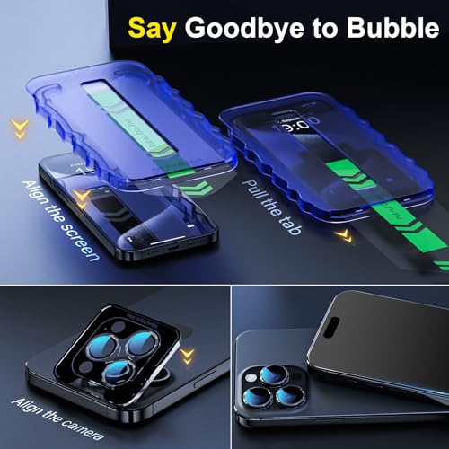 YWXTW 2 Pack Matte Screen Protector for iPhone 16 Pro Max 6.9 Inch + 1 Set Camera Lens Protector, Anti Glare Anti Fingerprint 16 Pro Max Glass Screen Protector, Bubble Free, Smooth as Silk - Image 2