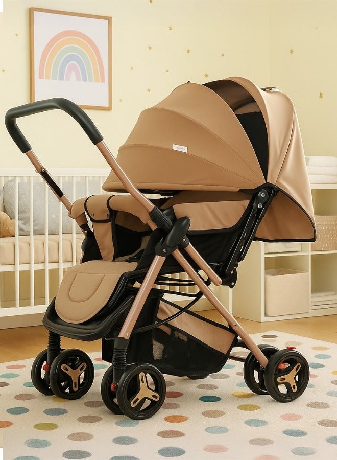 Cady One Lightweight, one-click folding two-way stroller with an oversized canopy suitable for infants from 0 to 36 months, adjustable canopy, comfortable stroller handle for easy towing and air travel, safety belt and a spacious storage basket at the bottom 