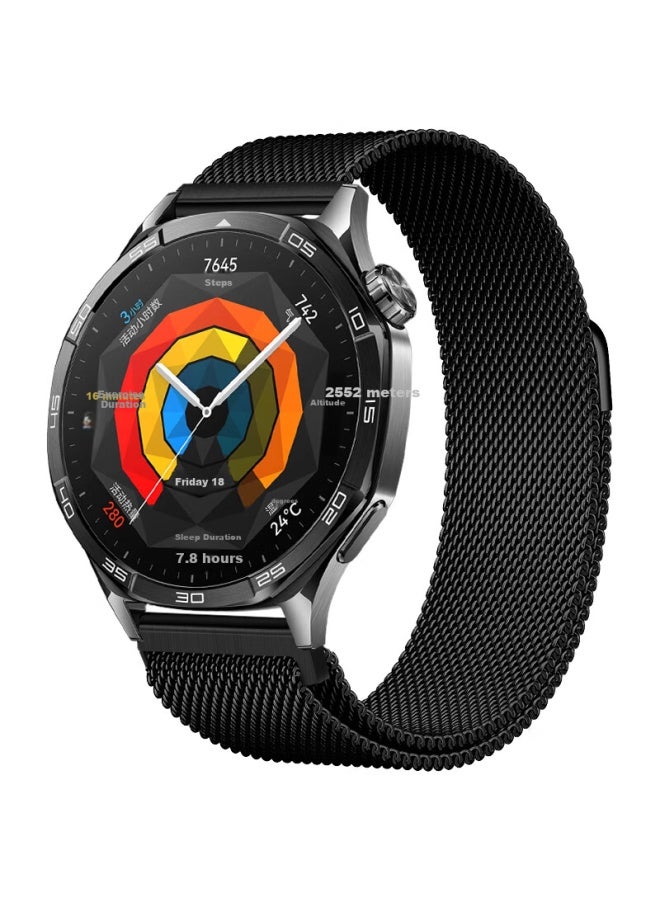 Wei Qiantu سوار ساعة Milanese Mesh متوافق مع Huawei Watch 4/gt 5/gt 4/3/pro، Honor Magic، Oppo Watch 4 Pro/x - أسود - Image 1