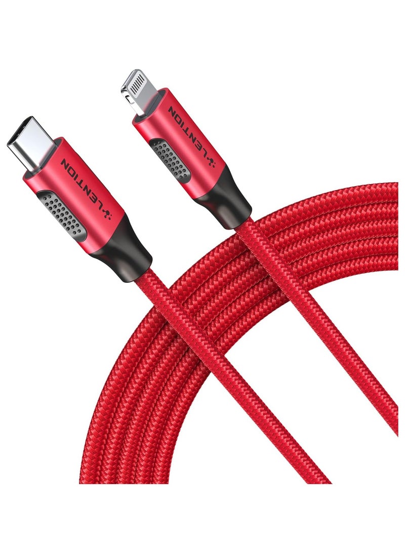 Lention Lention USB-C to Lightening Charging Cable 6ft(2M) & Stable Driver Certified iPhone 12 Pro Charger Cord Compatible with iPhone 12/12 Mini/12 Pro/11 Pro Max/X/XS/XR/8/SE, iPad 8th-(CLA-Red)  - Image 1