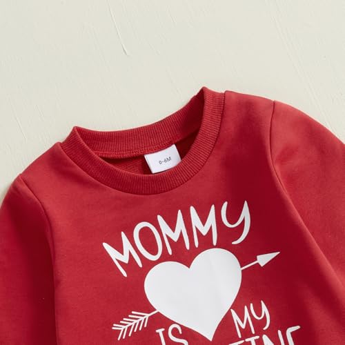 Bagilaanoe Valentine’s Day Outfits Clothes Set Infant Toddler Baby Boy Long Sleeve Sweatshirt and Pants Set (Red, 18-24 Months) - Image 2
