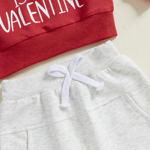 Bagilaanoe Valentine’s Day Outfits Clothes Set Infant Toddler Baby Boy Long Sleeve Sweatshirt and Pants Set (Red, 18-24 Months) - Image 4