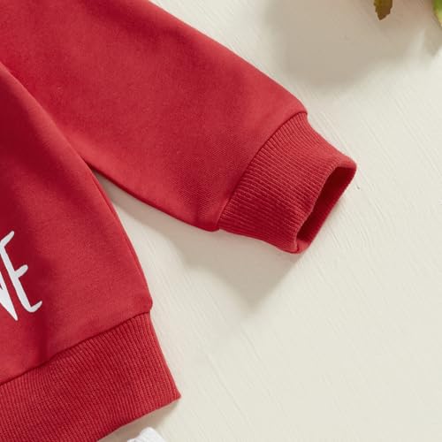 Bagilaanoe Valentine’s Day Outfits Clothes Set Infant Toddler Baby Boy Long Sleeve Sweatshirt and Pants Set (Red, 18-24 Months) - Image 3