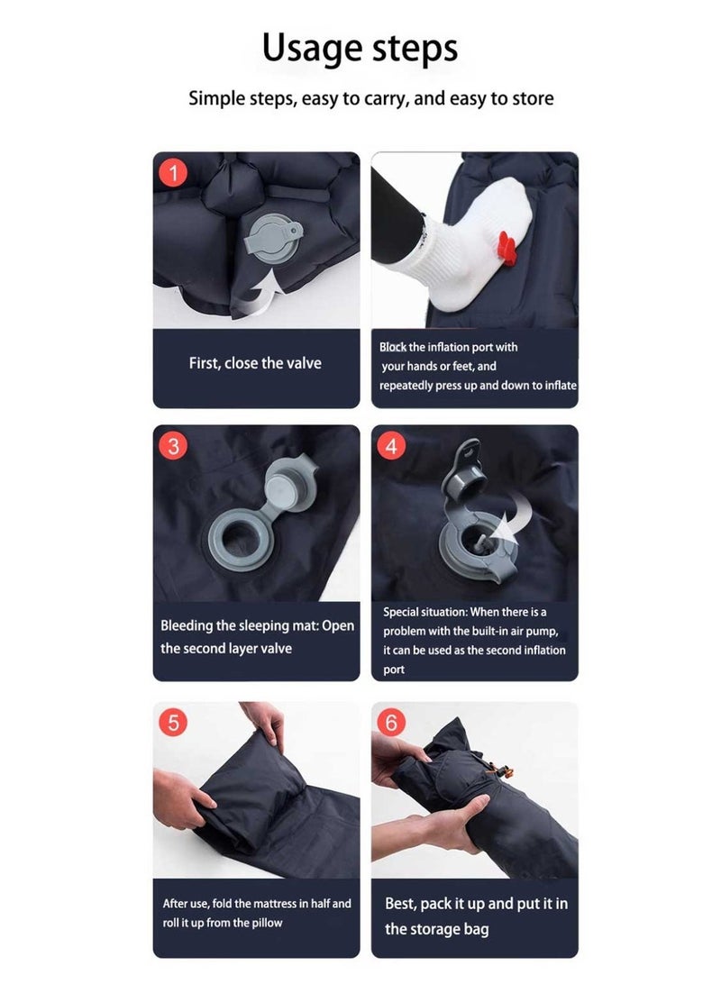 جرين ليون مرتبة هوائية قابلة للنفخ، مضخة قدم مدمجة، وسادة مدمجة، سرير تخييم محمول، تضخم وتفريغ سريع، تصميم مريح، مثالية للسفر والرحلات البرية - Image 5