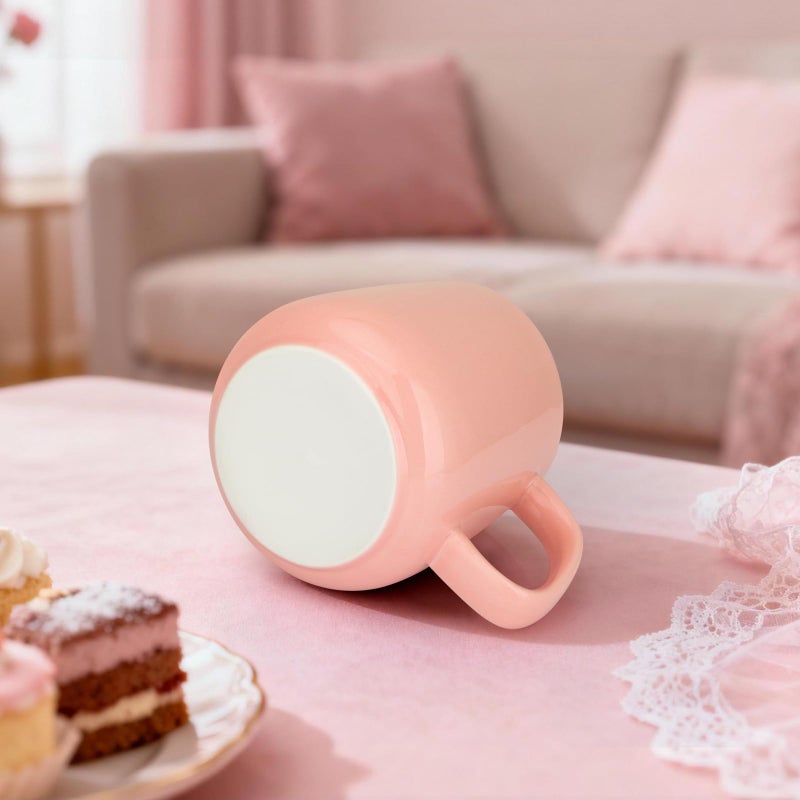 VOBAGA 15oz Ceramic Coffee Mug with Lid and Flat-Bottom, Morning Coffee Mug for Daily Use Warming Coffee & Tea (Pink) - Image 4