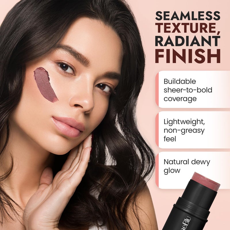 BaeBlu - Organic Blush Tube, Cabernet - 100% Natural Vegan Cream Blush Sticks, Multi-Use Bronzer, & Highlighter for Lips, Cheeks & Eyes, Buildable Shimmer, Gluten-Free, Paraben-Free, Made in USA - Image 4