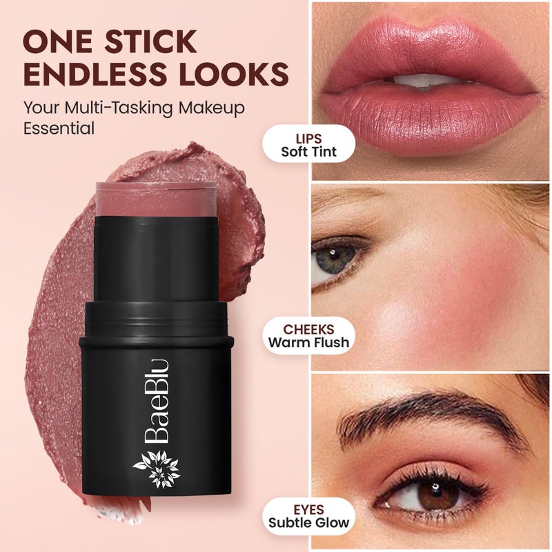 BaeBlu - Organic Blush Tube, Cabernet - 100% Natural Vegan Cream Blush Sticks, Multi-Use Bronzer, & Highlighter for Lips, Cheeks & Eyes, Buildable Shimmer, Gluten-Free, Paraben-Free, Made in USA - Image 5