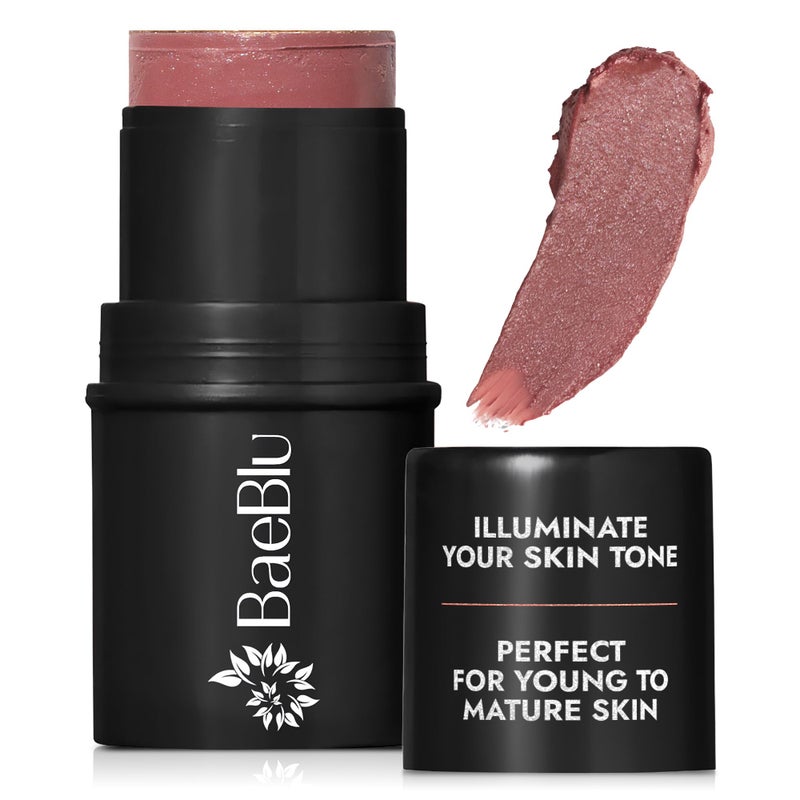 BaeBlu - Organic Blush Tube, Cabernet - 100% Natural Vegan Cream Blush Sticks, Multi-Use Bronzer, & Highlighter for Lips, Cheeks & Eyes, Buildable Shimmer, Gluten-Free, Paraben-Free, Made in USA - Image 1