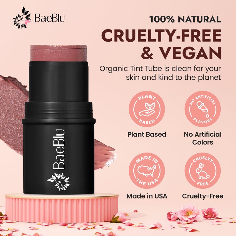 BaeBlu - Organic Blush Tube, Cabernet - 100% Natural Vegan Cream Blush Sticks, Multi-Use Bronzer, & Highlighter for Lips, Cheeks & Eyes, Buildable Shimmer, Gluten-Free, Paraben-Free, Made in USA - Image 2
