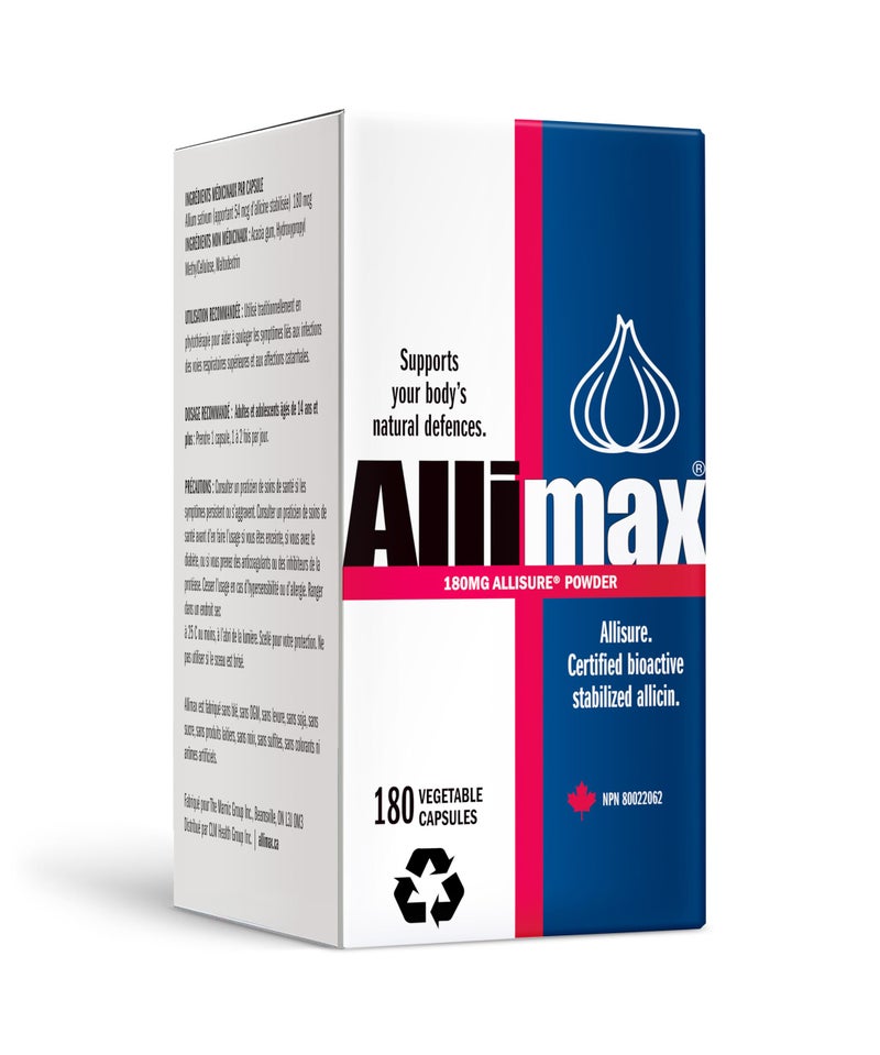 Allimax 180mg 180 Capsules Supports Your Bodys Immune Function Through Natural Allicin a Potent Organosulphur Compound Extracted from Clean and Sustainable Spanish Grown Garlic