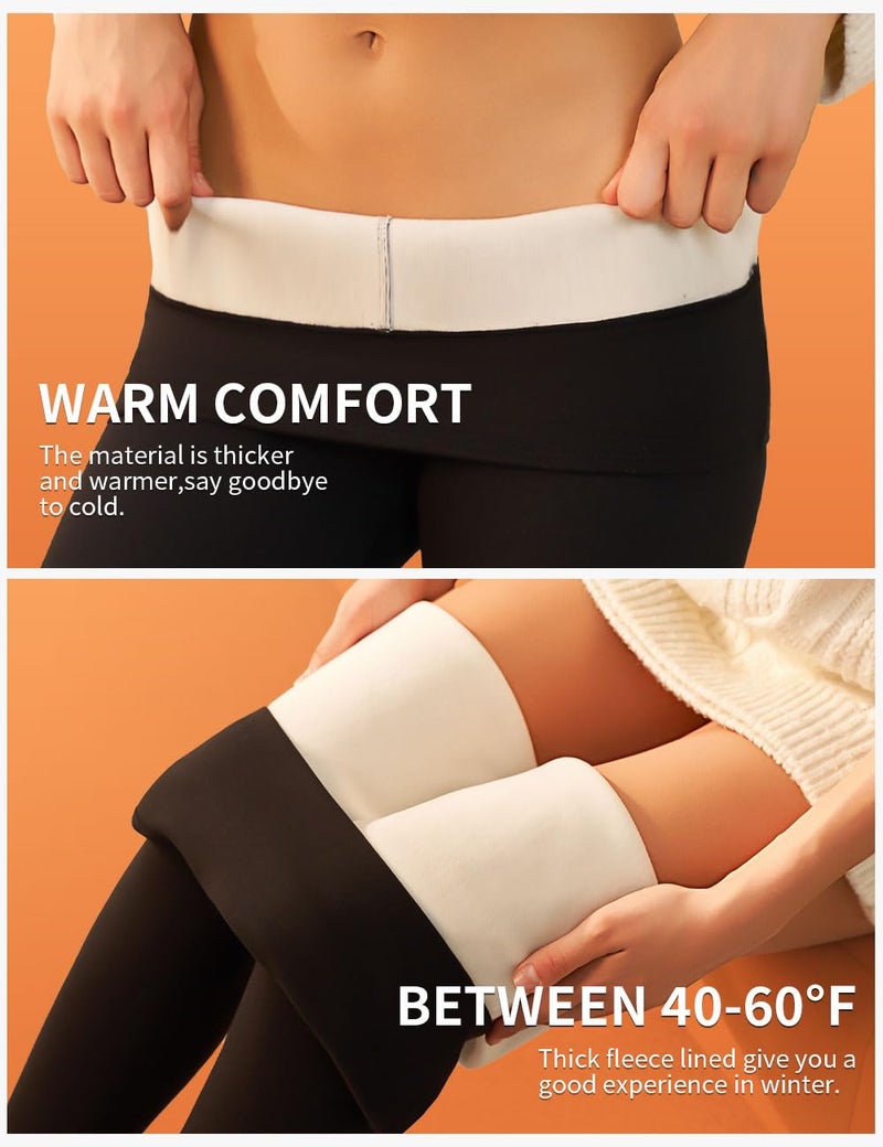 Bluemaple Fleece Lined Leggings for Women High Waisted Tummy Control Thermal Warm Winter for Women Workout Yoga Pants - Image 5