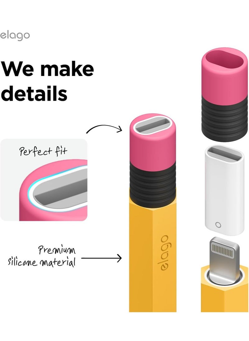 Elago Classic Pencil Compatible with Apple Pencil (1st Generation) and USB-Lightning Adapter, Silicone Case Cover - Yellow [Adapter not included]  - Image 3