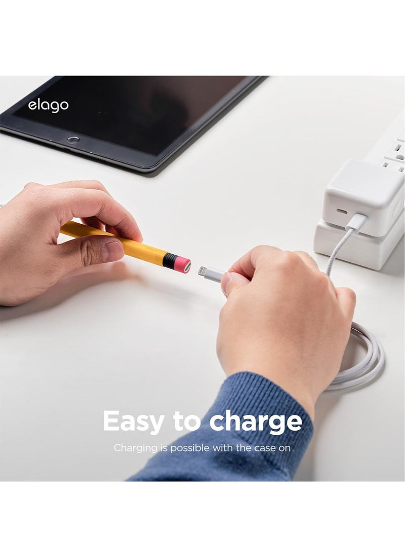 Elago Classic Pencil Compatible with Apple Pencil (1st Generation) and USB-Lightning Adapter, Silicone Case Cover - Yellow [Adapter not included]  - Image 4
