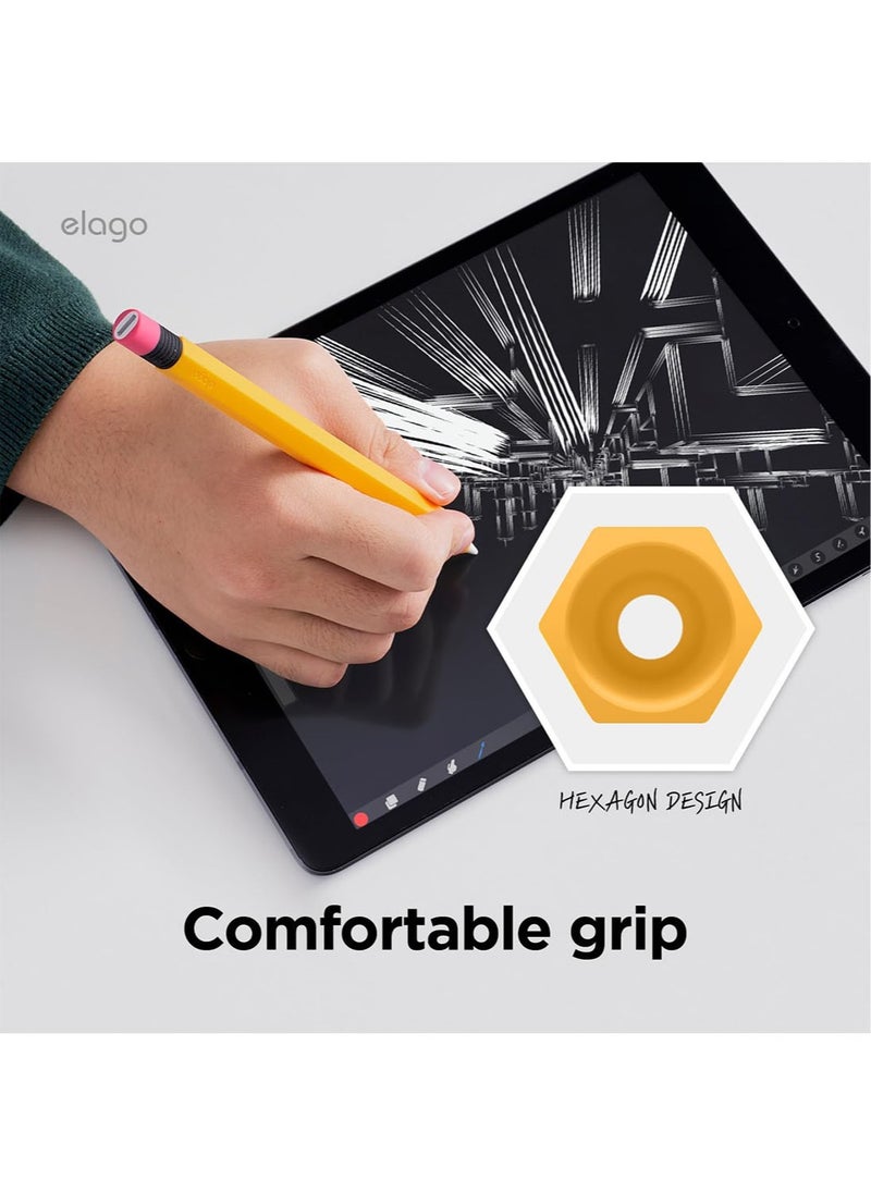 Elago Classic Pencil Compatible with Apple Pencil (1st Generation) and USB-Lightning Adapter, Silicone Case Cover - Yellow [Adapter not included]  - Image 5