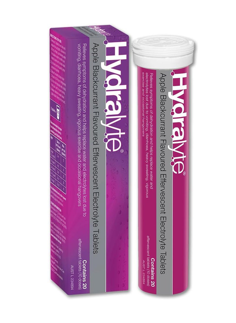 Hydralyte Effervescent Electrolyte Tablet Apple Blackcurrant Flavoured 20 Servings  - Image 1