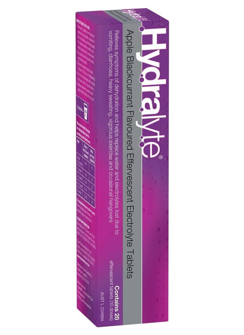 Hydralyte Effervescent Electrolyte Tablet Apple Blackcurrant Flavoured 20 Servings  - Image 2