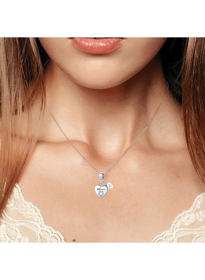 QeenseKc Love You Family Heart Pendant Charm Cubic Zirconia Bead for Pandora Bracelet Necklace, Metal, base - Image 4