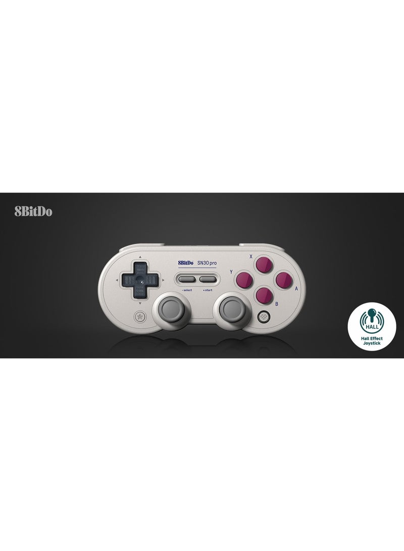 8Bitdo Classic Gamepad 8BitDo SN30 Pro Bluetooth Gaming Controller for Switch/Switch 2, PC, Apple, MacOS, Android, Steam Deck & Raspberry Pi, Two Connecting Ways of BT and USB with Hall Effect Joysticks/Clickable Joysticks, Rumble Vibration, Turbo Function, Wireless BT, Rechargeable Battery, Home and Screenshot Buttons, Perfect Classic D-pad, Working Modes of X-input, D-input, Mac mode and NS mode - Image 2