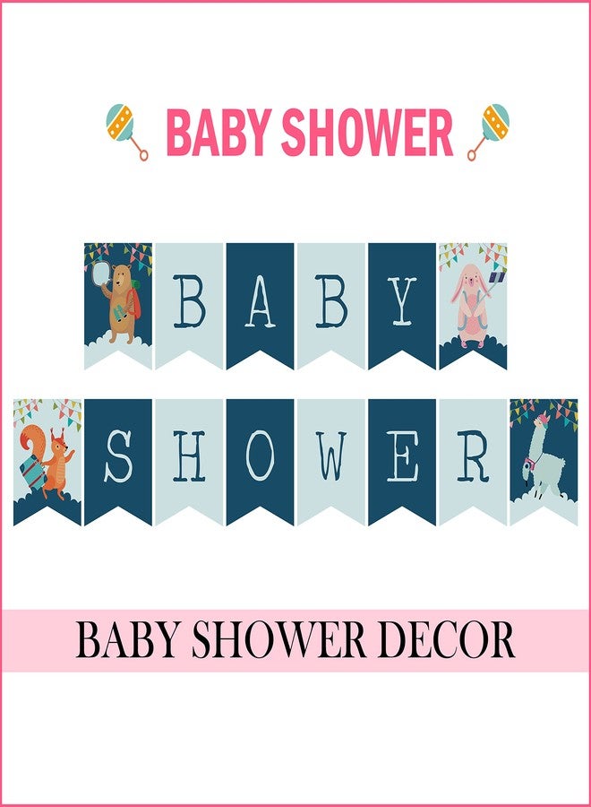 Inkdotpot Ready to Hang, Baby Shower Birthday Bunting, Pre Strung Animals Theme Baby Shower Decorations, Bunting Banner Flags - Image 3