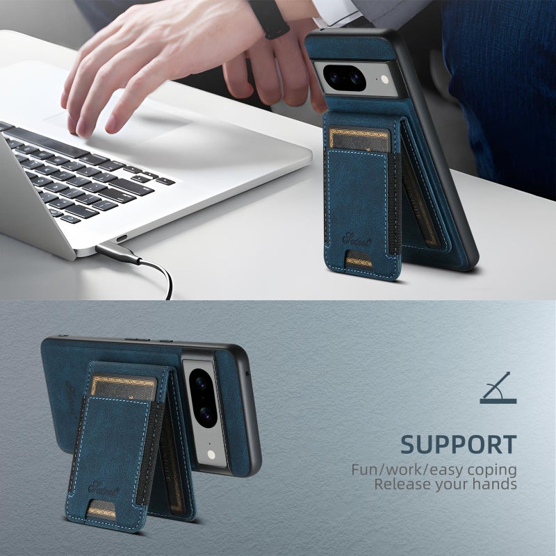 Suteni For Google Pixel 9 Pro H17 Litchi Texture Leather Magnetic Detachable Wallet Phone Case(Blue) - Image 4