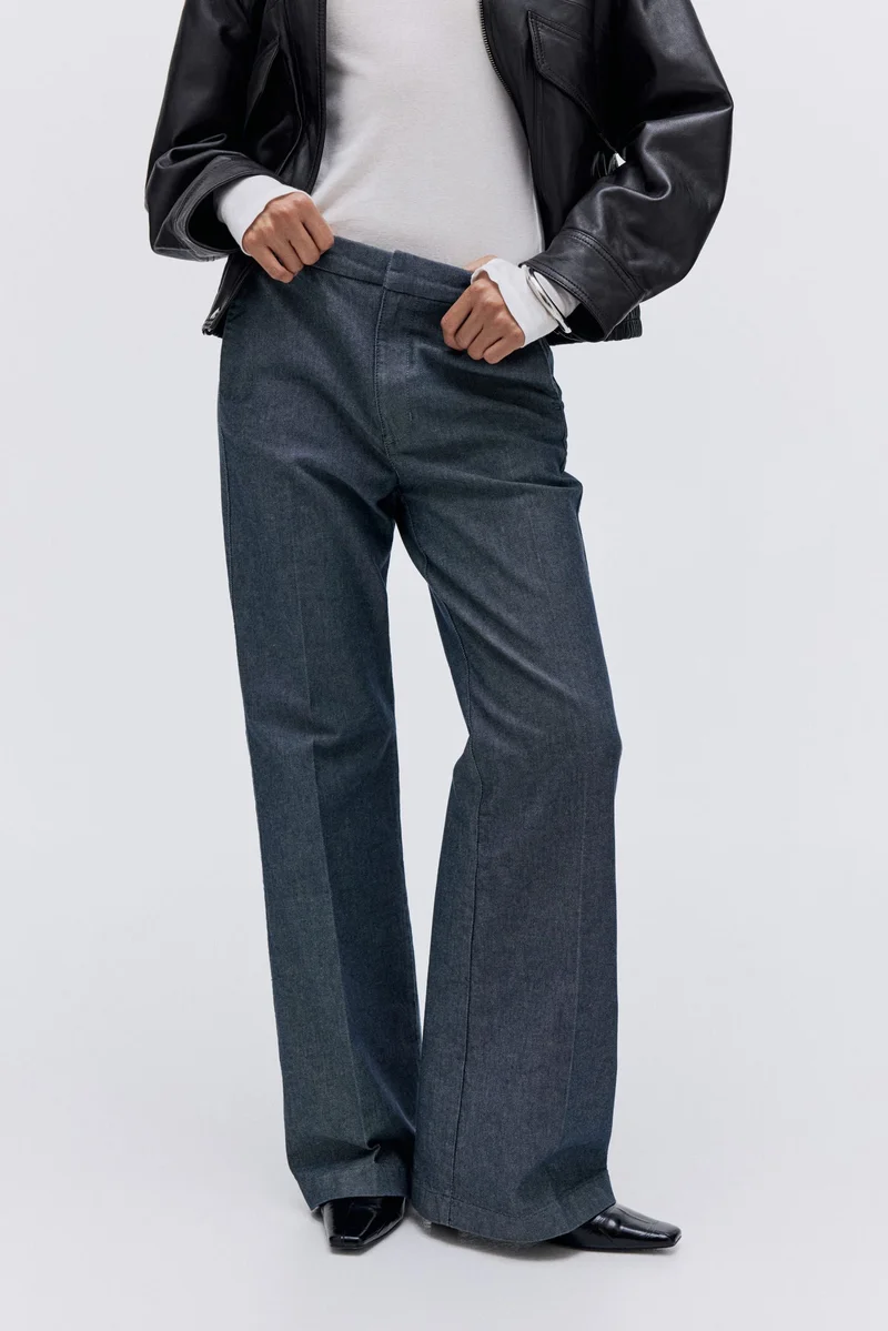 اتش اند ام جينز بقصة حافة واسعة وخصر عالي