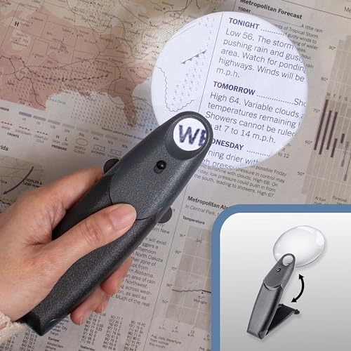 Carson FreeHand 2.5x LED Lighted Hand-Held or Hands-Free Magnifier with 5.5x Spot Lens (FH-25) - Image 5