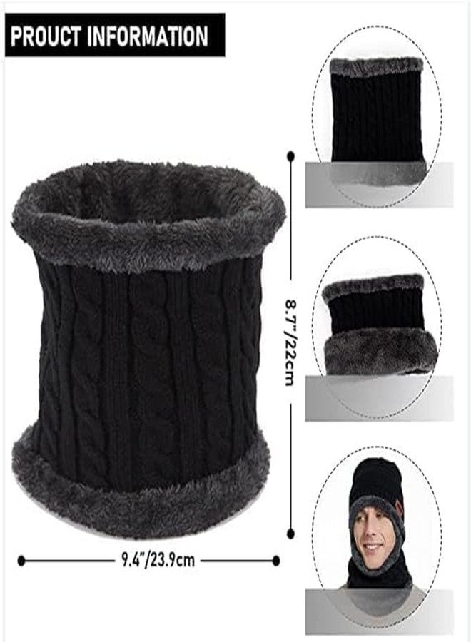 JUPON Soft Woollen Winter Cap for Men with Neck Muflar, Beanie Cap Inner Side Ultra Soft Warm Sherpa Fabric | Pack of 1 Set - Black | Free Size - Image 3