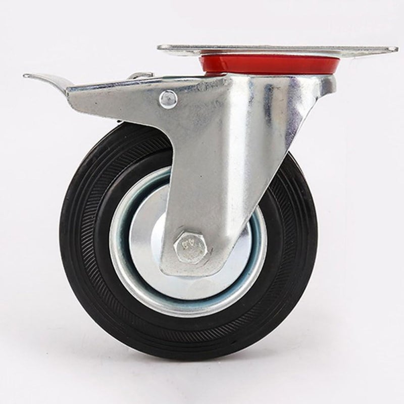 Heavy Duty Solid Rubber Swivel Caster Wheel 4 Inch for Carts Industrial Furniture Smooth Rolling - Image 5